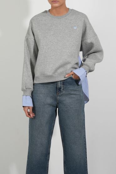 سوئیشرت یقه گرد ترکیبی