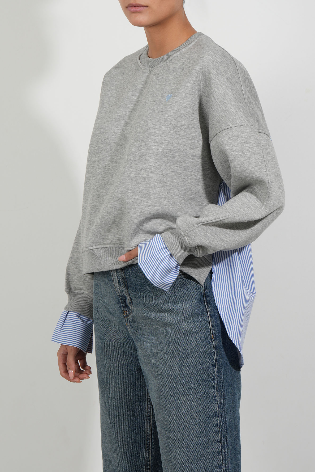 سوئیشرت یقه گرد ترکیبی