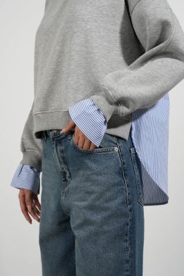 سوئیشرت یقه گرد ترکیبی