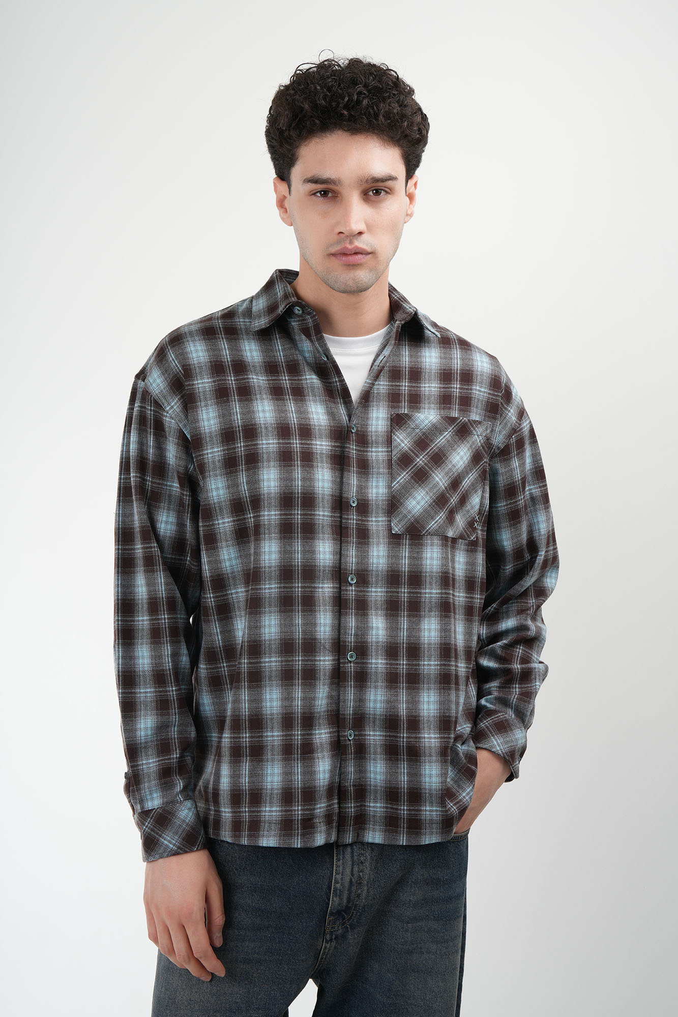 پیراهن آستین بلند چهارخانه