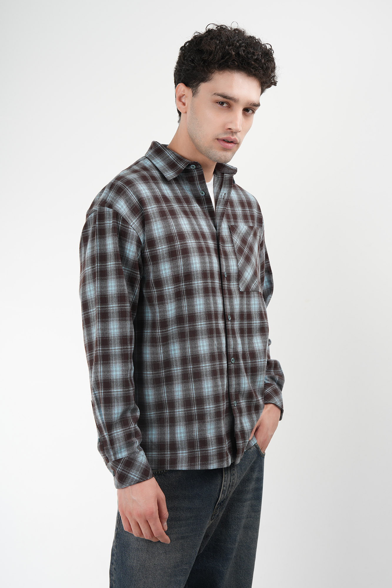 پیراهن آستین بلند چهارخانه