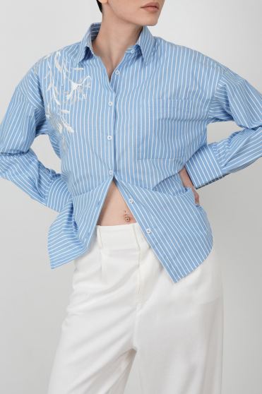 شومیز آستین بلند چاپ و گلدوزی