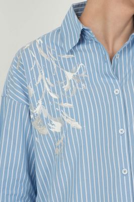 شومیز آستین بلند چاپ و گلدوزی