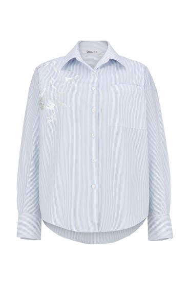 شومیز آستین بلند چاپ و گلدوزی