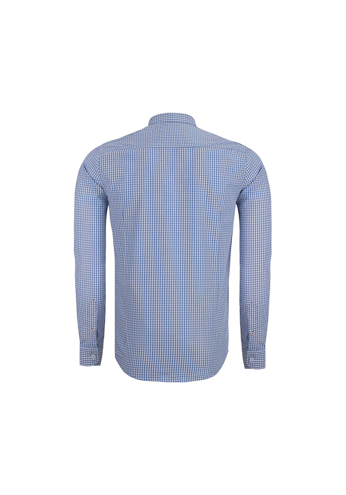 پیراهن چهارخونه ریز یقه دار اسلیم فیت