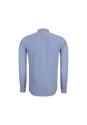 پیراهن چهارخونه ریز یقه دار اسلیم فیت