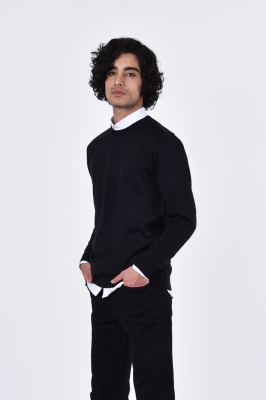 بافت یقه گرد ساده