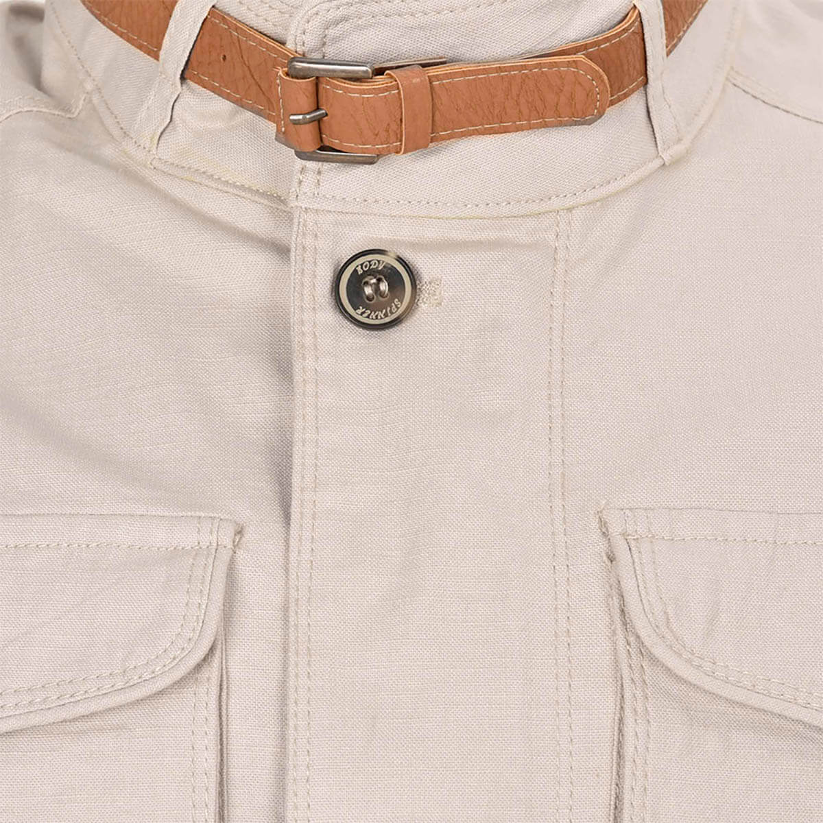 کاپشن کتان جیب پاکتی سگک دار