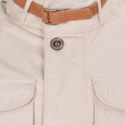 کاپشن کتان جیب پاکتی سگک دار