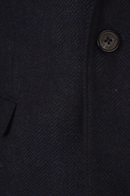 کت یقه بلیزر دو چاک تک دکمه سورمه ای