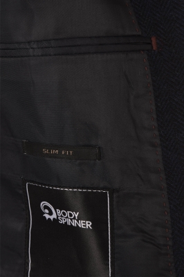 کت یقه بلیزر دو چاک تک دکمه سورمه ای