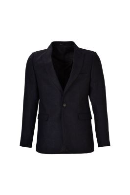 کت یقه بلیزر دو چاک تک دکمه سورمه ای