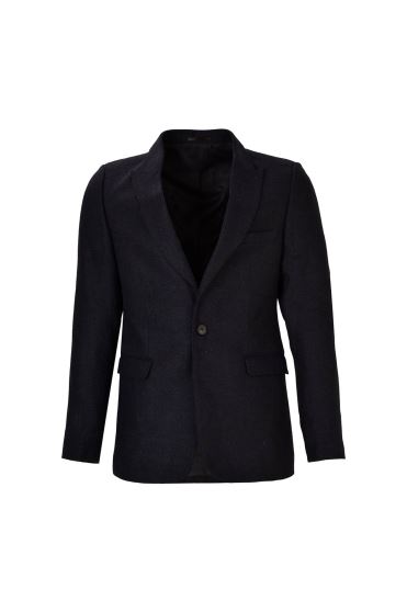 کت یقه بلیزر دو چاک تک دکمه سورمه ای