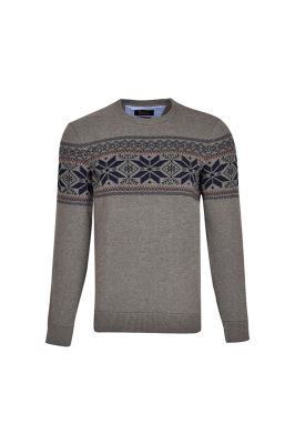 پلیور یقه گرد ژاکارد