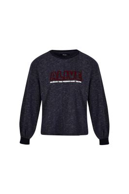 تی شرت آستین بلند یقه گرد شنل دوزی